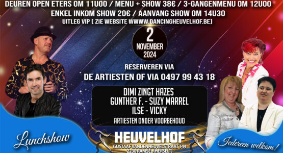 ZATERDAGNAMIDDAG - ALLERHEILIGEN - DINERSHOW - 2 NOVEMBER - 14.30h